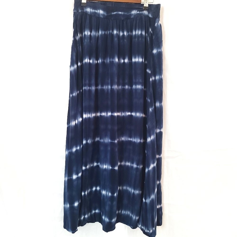 Merona blue white stripe maxi skirt size small -L
